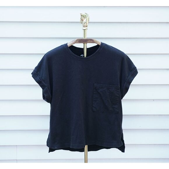 Avia Black Crew Neck Cuff Short Sleeve Top - Picture 1 of 4